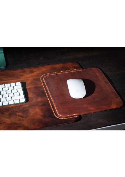 Kişiye İsme Özel Hakiki Deri Masa Mat Deri Oyuncu Mouse Pad | Yazı Masası Altlığı Sümen 35X70 cm