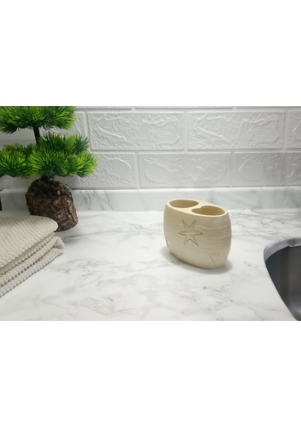 İstiridye Desen Poliresin Diş Fırçalık