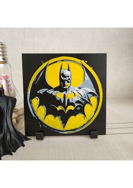 Altındal Home Batman Kabartmalı 3D Renkli Tablo + Stand  Dekor Dekorasyon