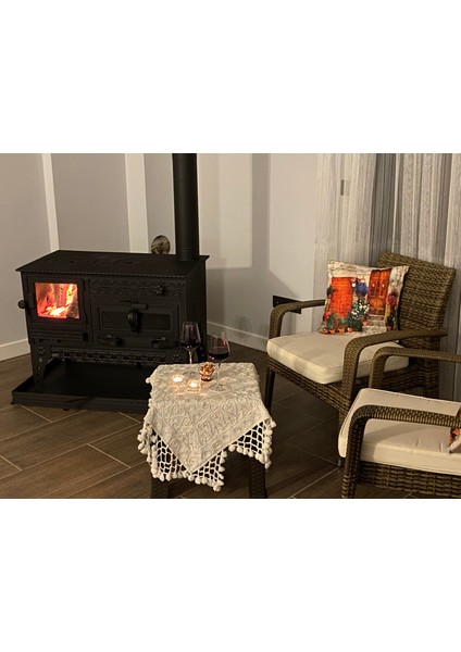 Şömineli Kuzine Soba Fırınlı Salon Sobası