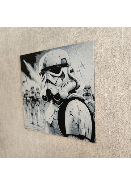 Altındal Home Galaktik Imparatorluk'un Gücü: Stormtrooper Topluluğu Tablosu Kabartmalı 3D Renkli Tablo + Stand  Dekor Dekorasyon