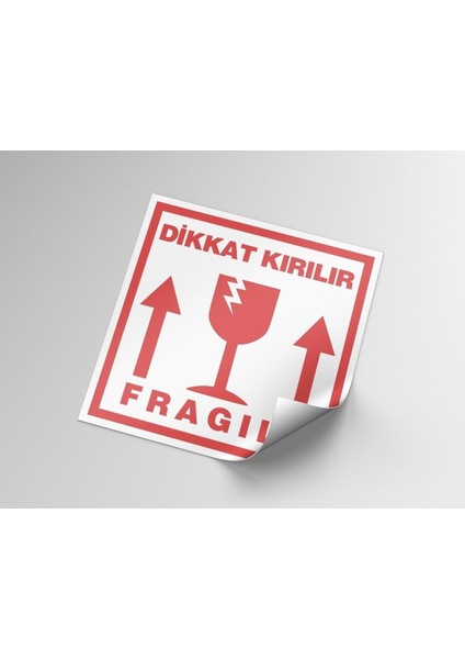 Letbil Reklam Kırılgan Ürün Uyarı Etiketi, Folyo Suya Dayanıklı Etiket 5 cm - 100 Adet Folyo Sticker