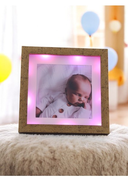 Işıklı Resim Çerçevesi-Fotoğraf Çerçevesi-Bebek Odası Çerçevesi-Çocuk Odası Çerçeve -Hediyelik Eşya - Hediye - Sevgililer Günü Hediyesi - Ev Aksesuarı - Ev Dekor Ürünleri