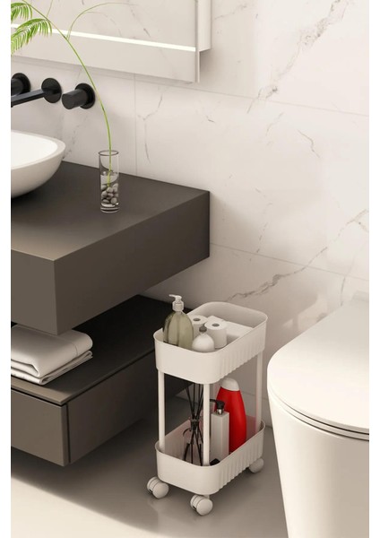 Çok Amaçlı 2 Katlı Banyo Dolabı, Evye Altı Düzenleyici Dolap Içi Tezgah Altı Tekerlekli Organizer - Deterjanlık, Dolap Yanı Raf fiyatları