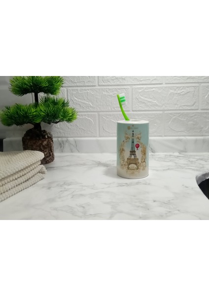 Diş Fırçalık Eyfel Kulesi Romantik Yeşil Model Banyo Aksesuarı