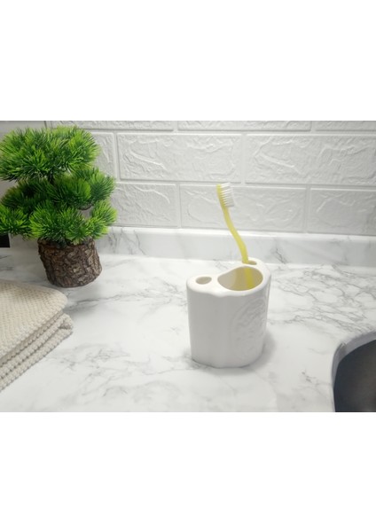 Diş Fırçalık Çiçekli Oval Model Banyo Aksesuarı