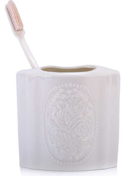 Diş Fırçalık Çiçekli Oval Model Banyo Aksesuarı