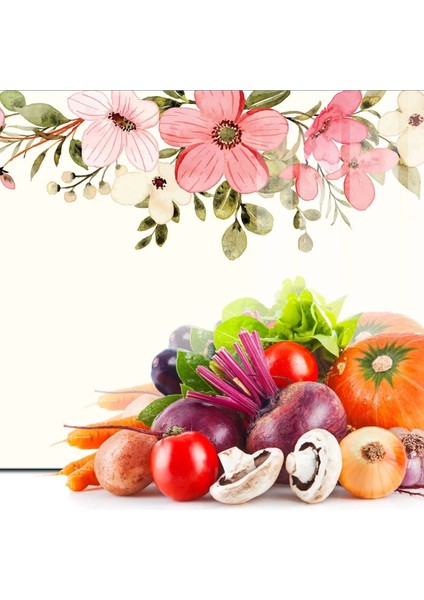 Cam Kesme Tahtası ve Sunumluk ve Sunum Tabağı Vintage Bej Renkli Çiçekler 30 X 40 cm fiyatları