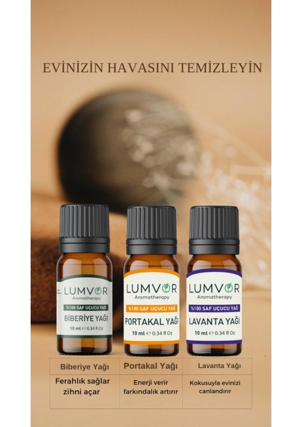 Hava Temizleyici Uçucu Yağı 30 ml 3'lü Set %100 Saf Ve Doğal (ESSENTİAL OİL) Aromaterapi