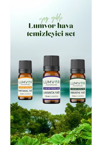 Hava Temizleyici Uçucu Yağı 30 ml 3'lü Set %100 Saf Ve Doğal (ESSENTİAL OİL) Aromaterapi