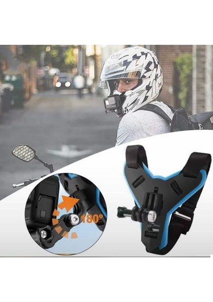 Motosiklet Kask Çene Aksiyon Kamera ve Telefon Tutucu Motor Kask Standı Kask Çene Montaj Tutacağı