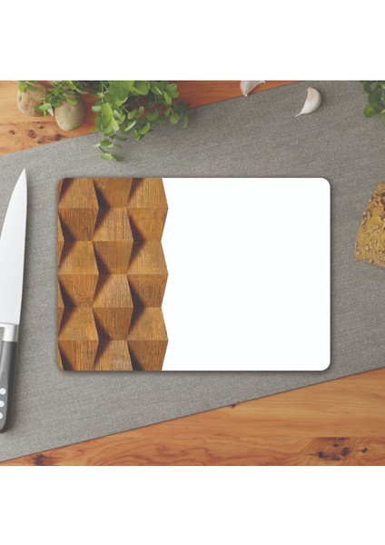 Cam Kesme Tahtası ve Sunum Tablası Yeni Ahşap Desen 25 x 35 cm