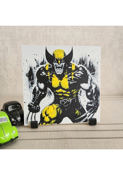 Kızgın Wolverine Tablosu Kabartmalı 3D Renkli Tablo + Stand Dekor Dekorasyon