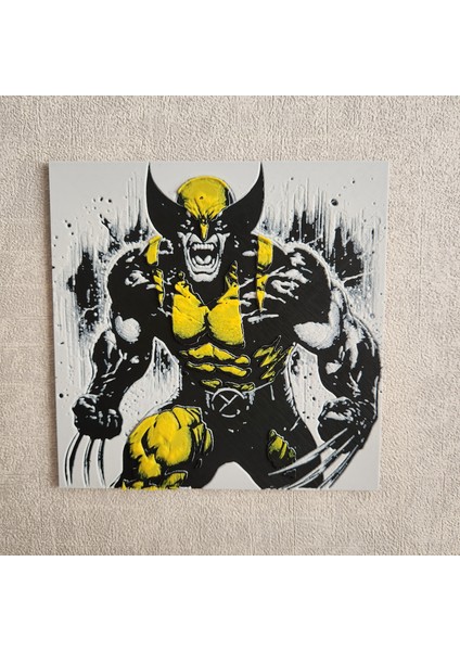 Kızgın Wolverine Tablosu Kabartmalı 3D Renkli Tablo + Stand Dekor Dekorasyon