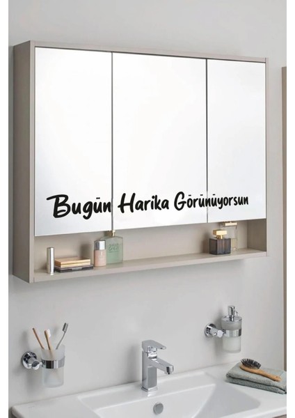 Dekoratif Ayna Sticker Bugün Harika Görünüyorsun Yazısı Motivasyon Cam Sticker