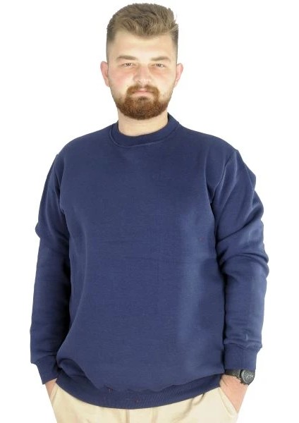 Erkek Sweatshirt Bisiklet Yaka Basic 20131 Indigo