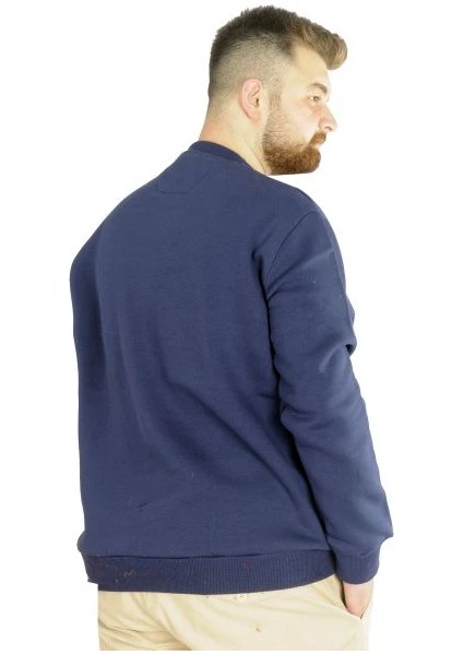 Erkek Sweatshirt Bisiklet Yaka Basic 20131 Indigo