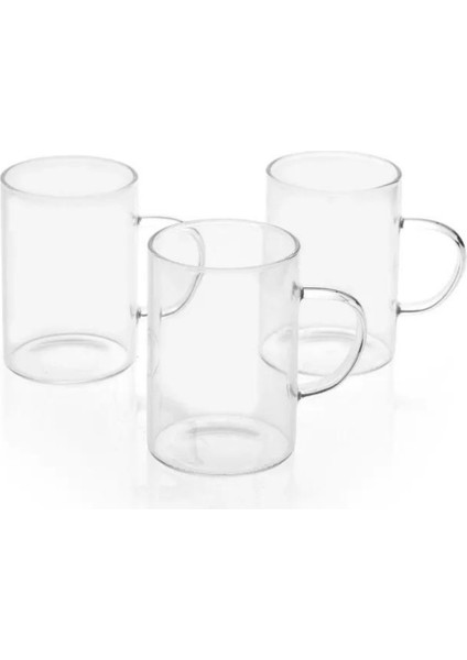 Cam Kupa Bardak Isıya Dayanıklı Kulplu 200 ml Çay Kahve Bardağı