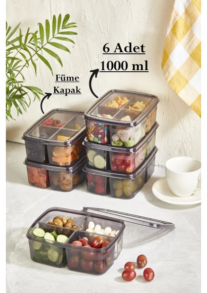 10 Parça Füme Mutfak Seti 4'lü Akordiyon Huni Set 6 Adet Large 4 Bölmeli Saklama Kabı modelleri