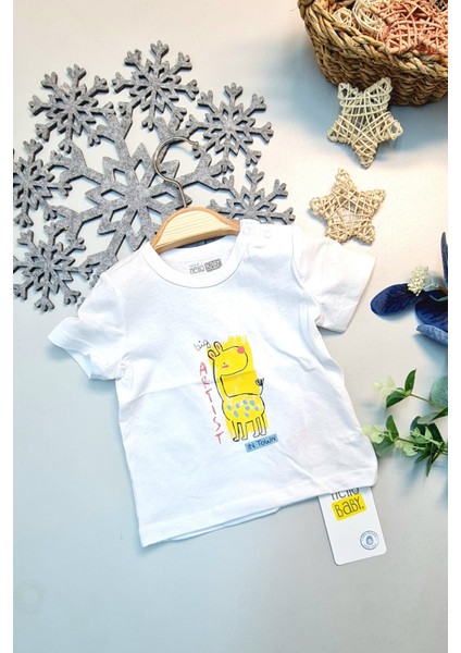Pamuk Yazlık Bebek T-Shirt Beyaz Artist Baskılı Çocuk Yarım Kollu T-Shirt modelleri