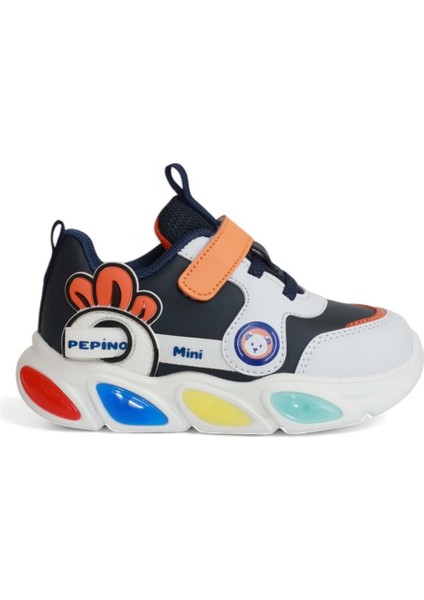 2086-PEPINO Anatomik Tabanlı Çocuk Günlük Işıklı Spor Ayakkabı NKT02086-Beyaz Lacivert-22