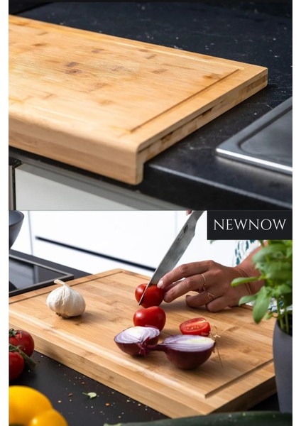 Bambu Kesme Tahtası, Tezgah Üstü, Kaymaz Ekmek Tahtası, Kenarlı Kesme Tepsisi 35 * 24 cm fırsatları