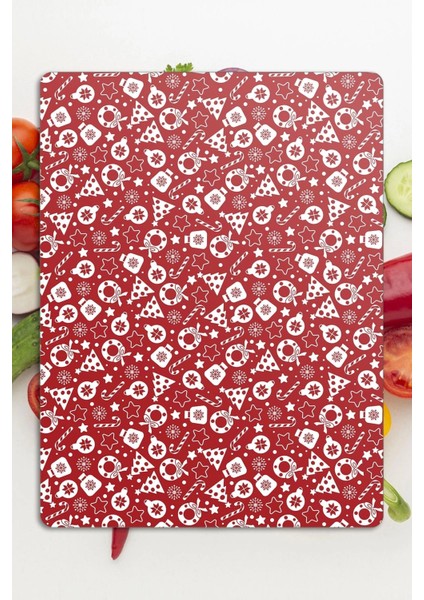Cam Kesme Tahtası Kırmızı Yılbaşı Desenli 20 X 30 cm fırsatları