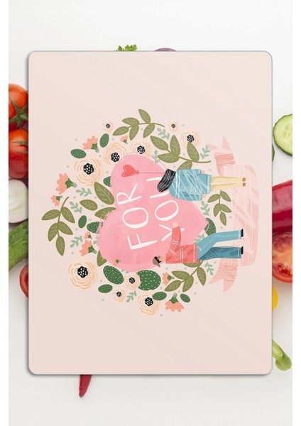 Cam Kesme Tahtası Pembe For You Yazı Desenli 30 X 40 cm fırsatları