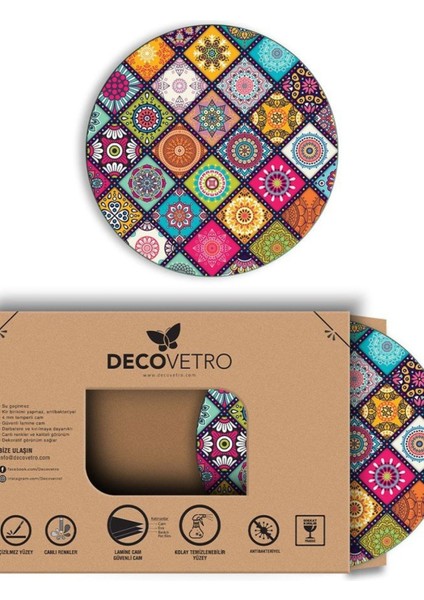 Cam Kesme Tahtası Yuvarlak Ahşap ve Mermer Desenli 30 X 30 cm indirimleri