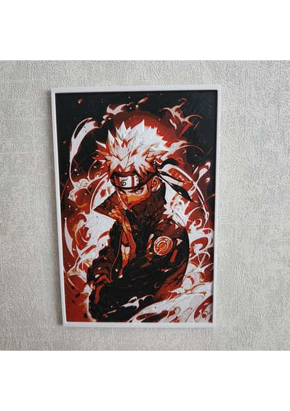 Ateş Saçan Naruto Uzumaki Kabartmalı 3D Renkli Tablo + Stand Dekor Dekorasyon