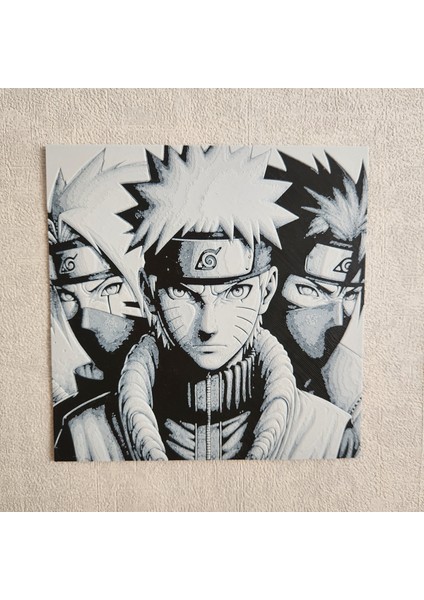 Altındal Home Naruto Uzumaki ve Arkadaşları Kabartmalı 3D Renkli Tablo + Stand  Dekor Dekorasyon