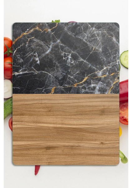 Cam Kesme Tahtası Ahşap Mermer Desenli 20X30 cm modelleri