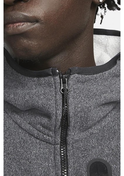 Sportswear Tech Fleece Winter Full Zip Gray Hoodie Kapüşonlu Kalın Erkek Sweatshirt Gri modelleri