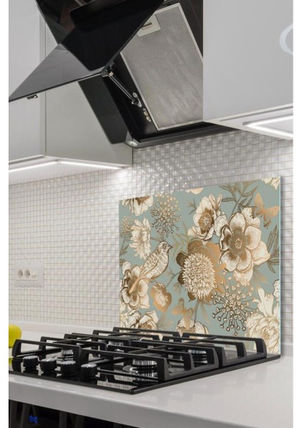 50X60 cm Model 14 Desenli Cam Ocak Arkası Koruyucu