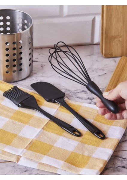3'lü Set Çırpıcı,spatula ve Fırça Çırpıcı Seti Siyah fiyatları