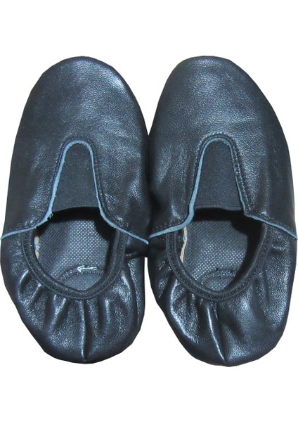 Deri Pisipisi Siyah Renk Deri Tabanı Kaydırmaz Bale Ayakkabısı 36 No