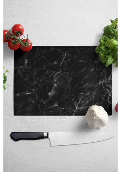 Cam Kesme Tahtası, Kalın ve Kırılmaz Cam - Mermer Temalı - 21*30CM - Doğrama Tahtası, Mutfak Dekoru fiyatları