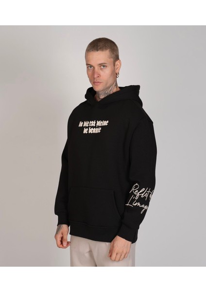 Büyük Beden Özel Tasarım Kapüşonlu Image Sırt Baskılı Modern Battal Erkek Luxury Sweatshirt