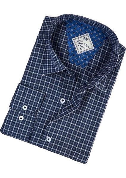 Klasik Rahat Kesim Ekoseli Pamuk Uzun Kollu Erkek Gömlek