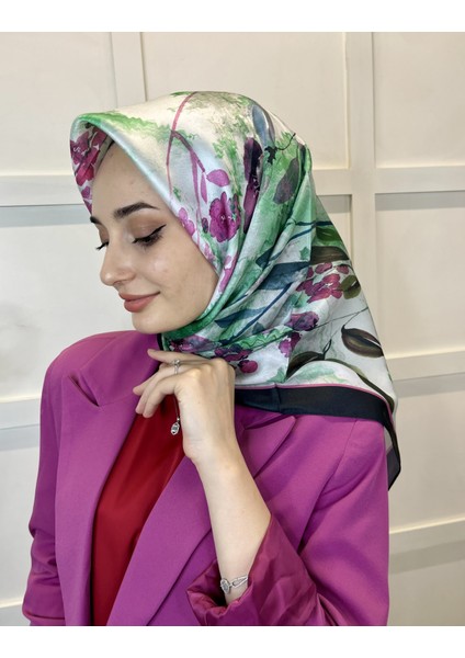 Quare Kristal Eşarp, Çiçek Desenli 01069
