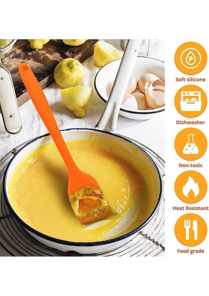Turuncu Silikon Spatula Isıya Dayanıklı Yanmaz Yapışmaz Çizmez 27CM indirimleri