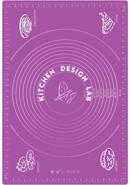 2'li Set Mor 45X65 cm Silikon Hamur Açma Matı ve Pratik Ahşap Saplı Silindir Hamur Açıcı fiyatları