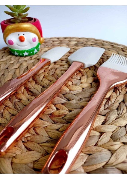 Silikon Spatula Set Gold Series, 3 Lü Silikon Spatula Seti Gold