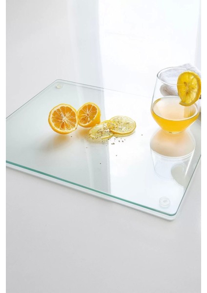 Cam Kesme Tahtası ve Sunum Tablası Natural Saydam 30 x 40 cm modelleri