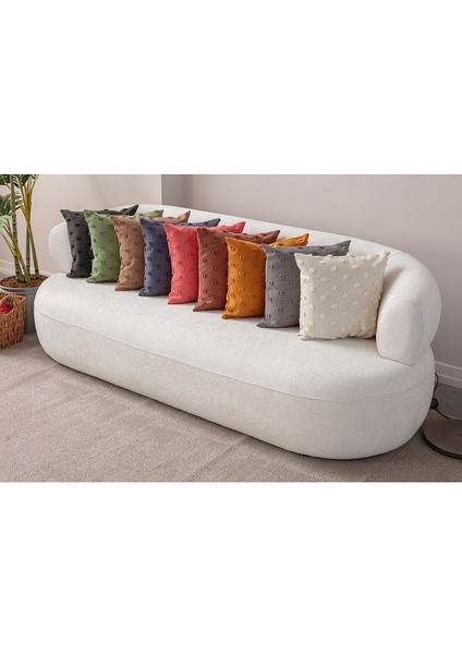 Bugi Home Collection Dekoratif Puantiye Keten Kumaşlı Kırlent Kılıfı 43X43