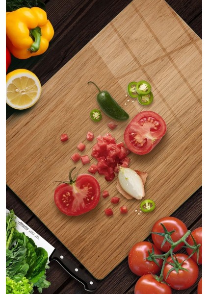 Cam Kesme Tahtası Ahşap Meşe Desenli 30 x 40 cm fiyatları