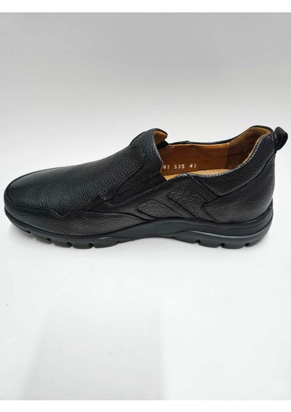 Deri Comfort Ortopedik Siyah Bağcıksız Erkek Ayakkabı C-85179014