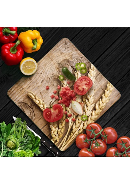 Cam Kesme Tahtası Kare Burçak Desenli fiyatları