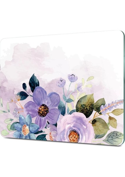 Cam Kesme Tahtası Suluboya Mor Çiçek Desenli