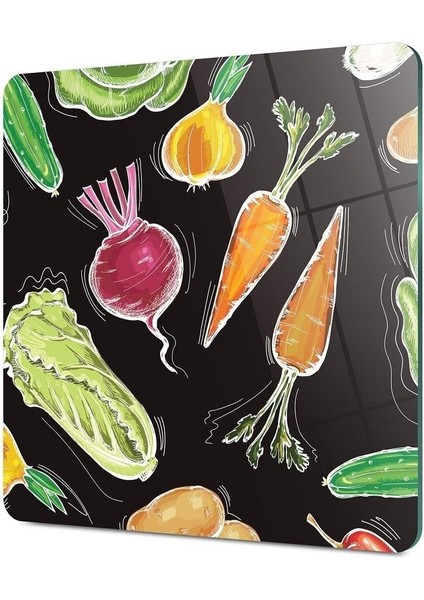 Cam Kesme Tahtası Kare Sebze Desenli fırsatları